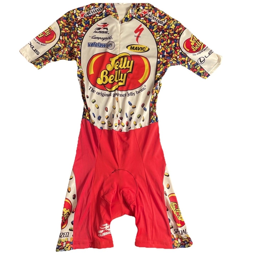 Vintage 1 piece cycling jersey bibs jelly bean aussie